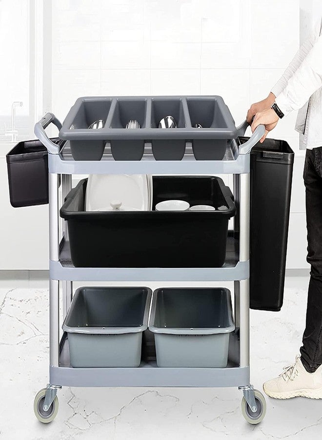 PAUL SONS Hospitality 4 Compartment Cutlery Plastic Storage Box Cutlery Tray Divider Flatware Bin Size: 20"x11"x4" Grey (Pack of 1Pc) - Image 4